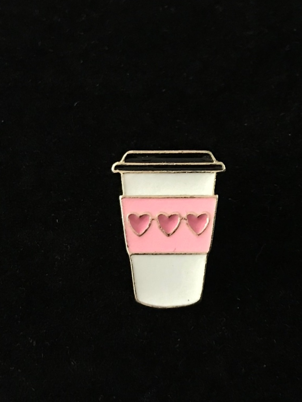 NWOT take out coffee cup with pink hearts pin (pins: 1/$12, 2/$20)